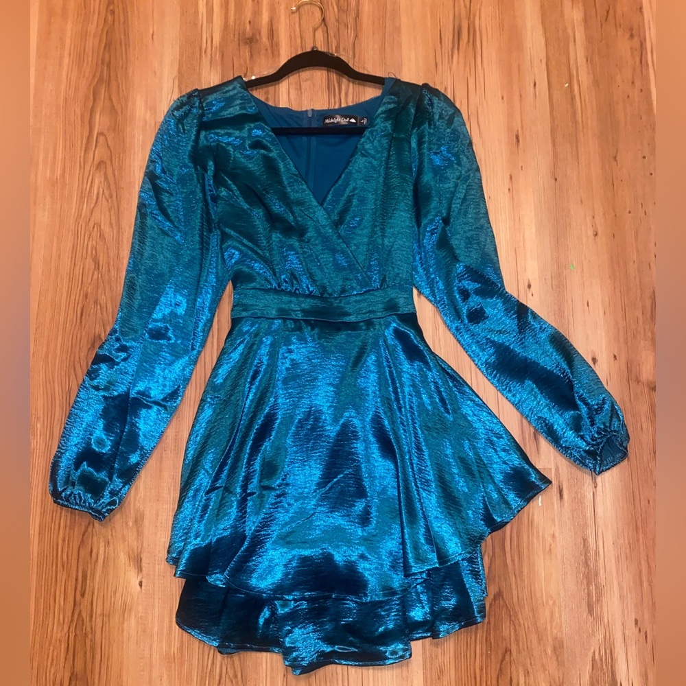 Blue satin dress
